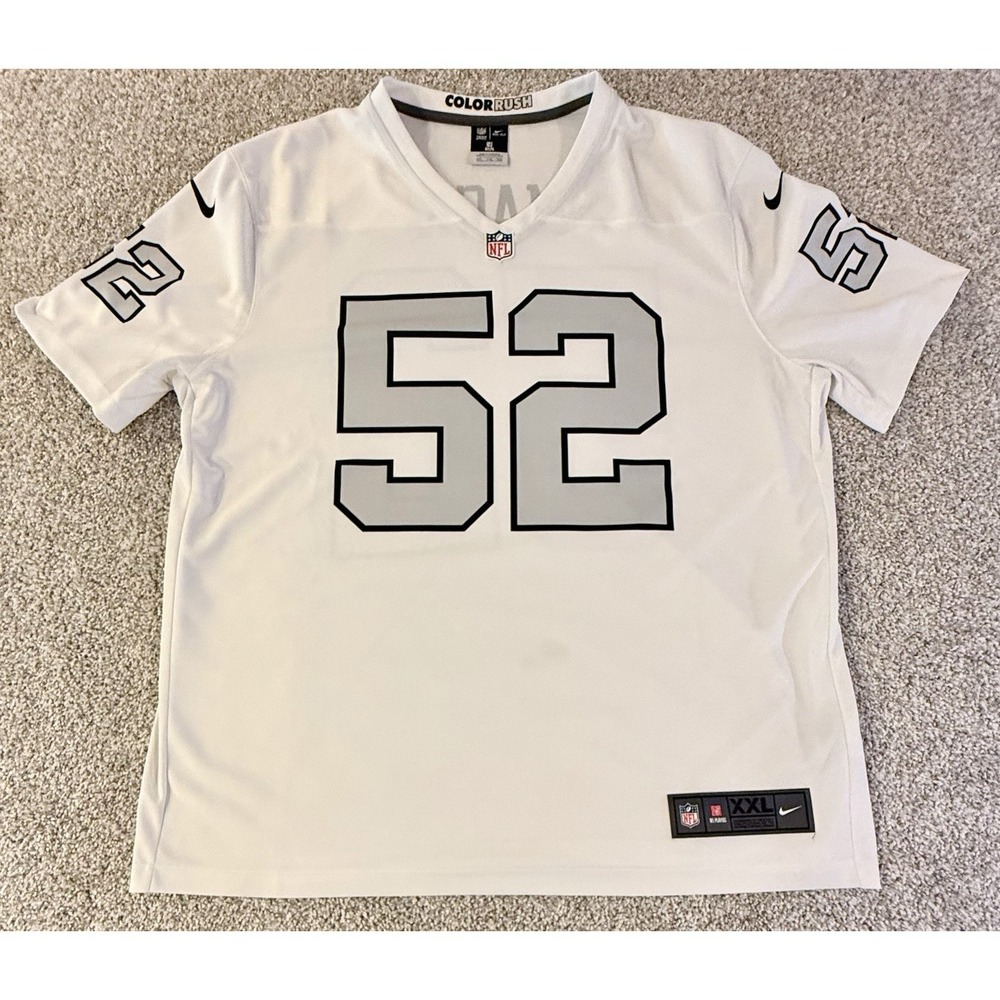 Oakland Raiders Kahlil Mack Jersey Nike Color Rush #52 XXL White EUC!